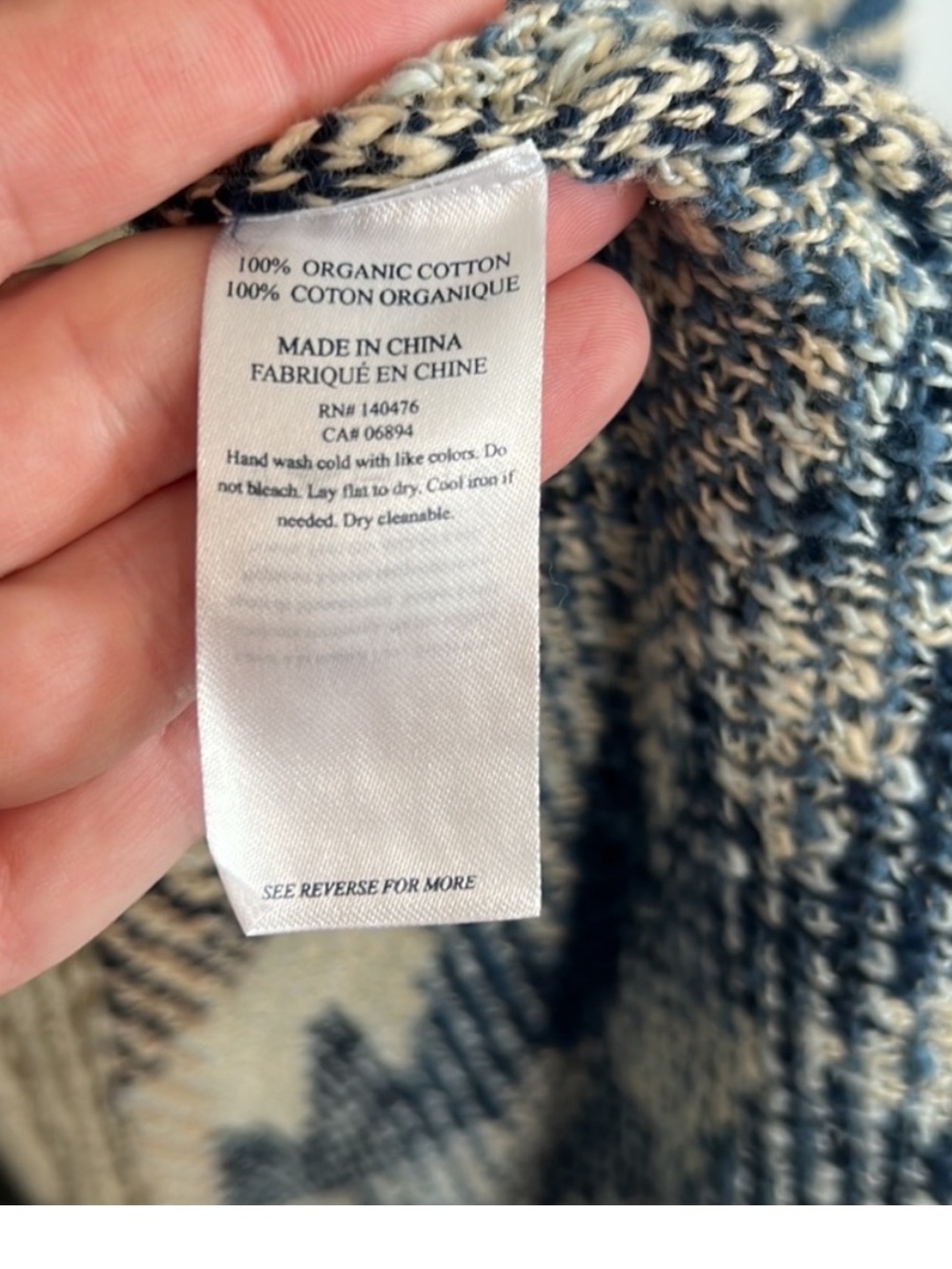Faherty Cream and Blue Southwestern Knit Belted Cardigan - Picture 6 of 8